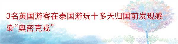 3名英国游客在泰国游玩十多天归国前发现感染“奥密克戎”