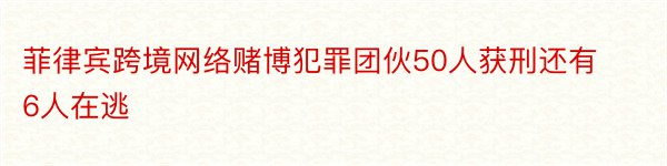 菲律宾跨境网络赌博犯罪团伙50人获刑还有6人在逃