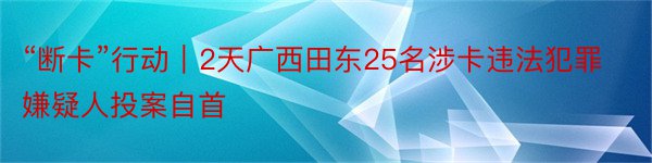 “断卡”行动｜2天广西田东25名涉卡违法犯罪嫌疑人投案自首