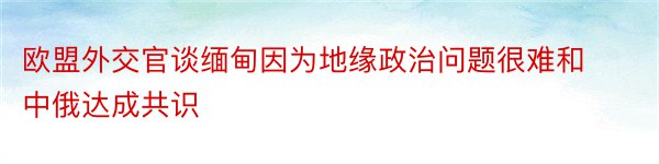 欧盟外交官谈缅甸因为地缘政治问题很难和中俄达成共识