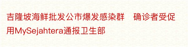 吉隆坡海鲜批发公市爆发感染群　确诊者受促用MySejahtera通报卫生部