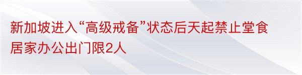 新加坡进入“高级戒备”状态后天起禁止堂食居家办公出门限2人