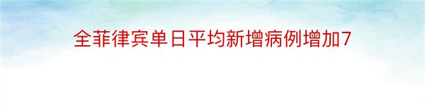 全菲律宾单日平均新增病例增加7