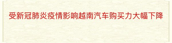 受新冠肺炎疫情影响越南汽车购买力大幅下降