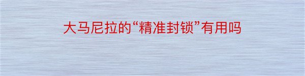 大马尼拉的“精准封锁”有用吗